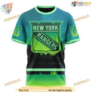 Custom Design With Northern Light Full Printed NHL New York Rangers Hoodie 3D 3