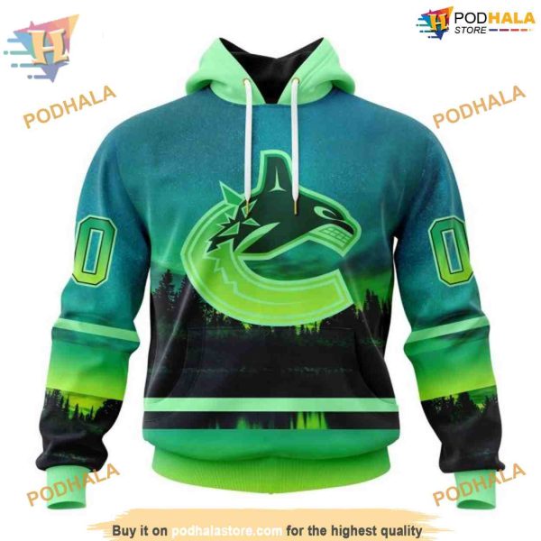 Custom Design With Northern Light Full Printed NHL Vancouver Canucks Hoodie 3D