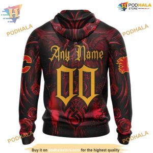 Custom Design With Skull Art NHL Calgary Flames Hoodie 3D Sweatshirt 2