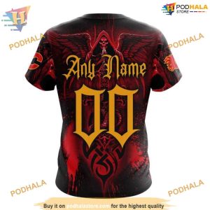 Custom Design With Skull Art NHL Calgary Flames Hoodie 3D Sweatshirt 4