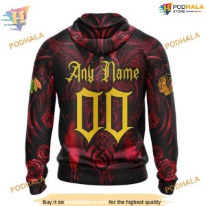 Custom Design With Skull Art NHL Chicago Blackhawks Hoodie 3D 2