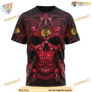Custom Design With Skull Art NHL Chicago Blackhawks Hoodie 3D 3