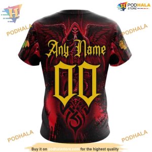 Custom Design With Skull Art NHL Chicago Blackhawks Hoodie 3D 4