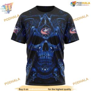 Custom Design With Skull Art NHL Columbus Blue Jackets Hoodie 3D 3
