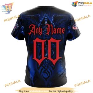 Custom Design With Skull Art NHL Columbus Blue Jackets Hoodie 3D 4