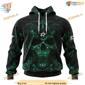 Custom Design With Skull Art NHL Dallas Stars Hoodie 3D Shirt 1