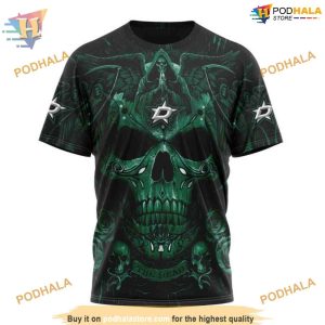 Custom Design With Skull Art NHL Dallas Stars Hoodie 3D Shirt 3