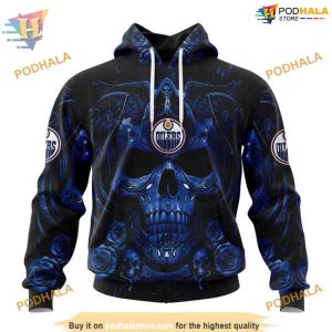 Custom Design With Skull Art NHL Edmonton Oilers Hoodie 3D 1