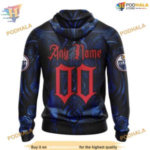 Custom Design With Skull Art NHL Edmonton Oilers Hoodie 3D 2