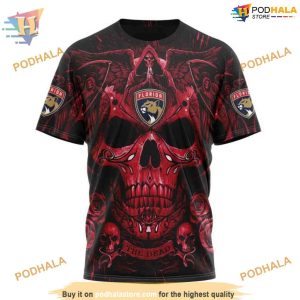 Custom Design With Skull Art NHL Florida Panthers Hoodie 3D Sweatshirt 3