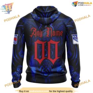 Custom Design With Skull Art NHL New York Rangers Hoodie 3D 2