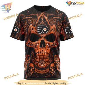 Custom Design With Skull Art NHL Philadelphia Flyers Hoodie 3D 3