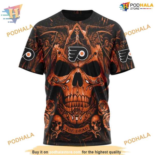 Custom Design With Skull Art NHL Philadelphia Flyers Hoodie 3D