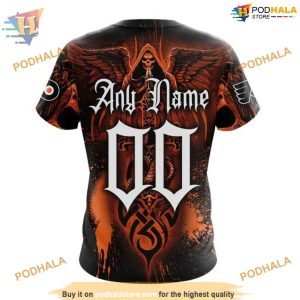 Custom Design With Skull Art NHL Philadelphia Flyers Hoodie 3D 4