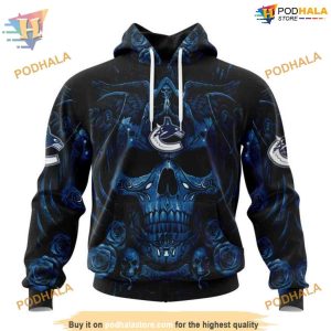 Custom Design With Skull Art NHL Vancouver Canucks Hoodie 3D