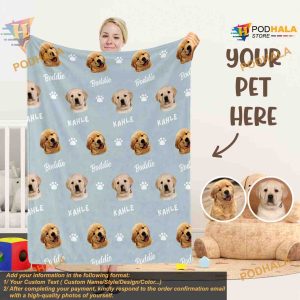 Custom Dog Photo Blanket with Name Pet Blanket, Dog Dad Gifts