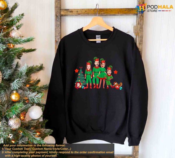 Custom Elf Family Christmas Sweatshirt, Personalized Xmas Hoodie