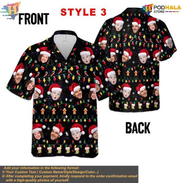 Custom Face Christmas Hawaiian Shirt, Festive Personalized Hawaiian Shirt for Holidays