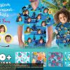 Custom Face Tropical Flower Hawaiian Shirt, Beach Party Family Hawaiian Sets