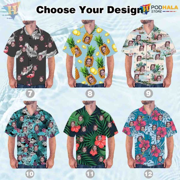 Custom Face Tropical Flower Hawaiian Shirt, Beach Party Family Hawaiian Sets