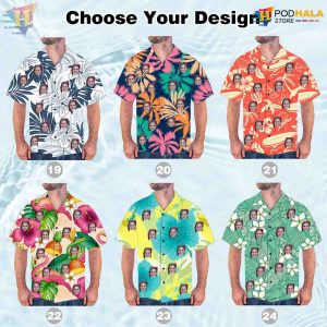 Custom Face Tropical Flower Hawaiian Shirt Beach Party Family Hawaiian Sets 5
