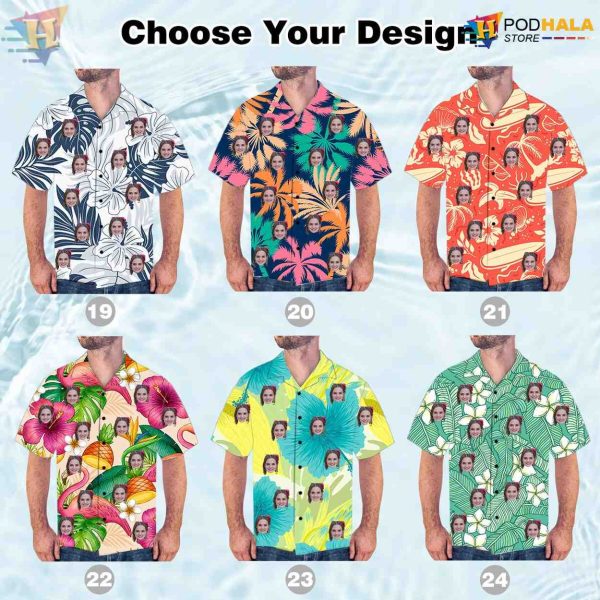 Custom Face Tropical Flower Hawaiian Shirt, Beach Party Family Hawaiian Sets