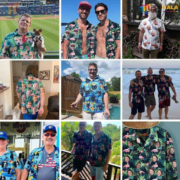 Custom Face Tropical Flower Hawaiian Shirt, Beach Party Family Hawaiian Sets