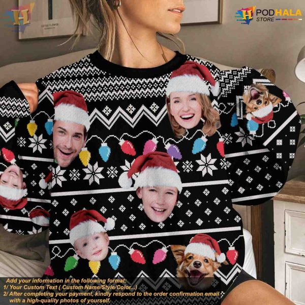 Custom Family Christmas Sweater, Personalized Ugly Photo Xmas Fun