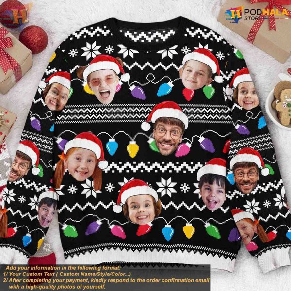 Custom Family Photo Christmas Sweater, Personalized Ugly Xmas Fun