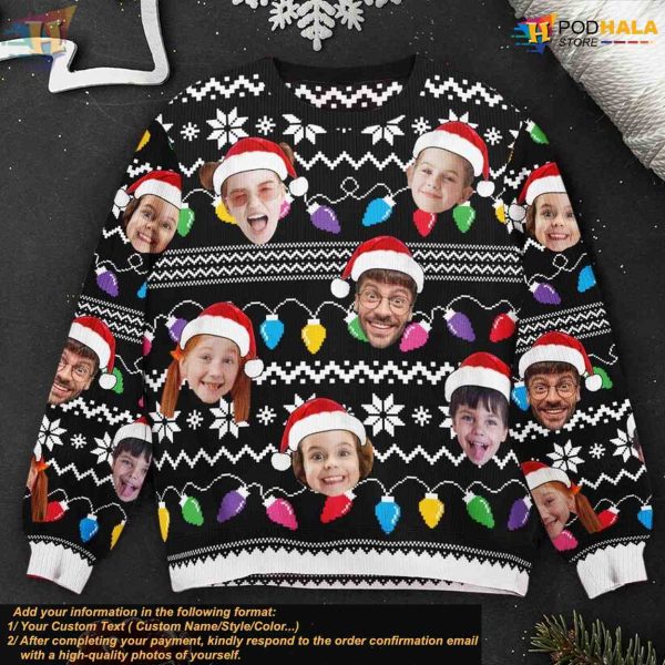Custom Family Photo Christmas Sweater, Personalized Ugly Xmas Fun