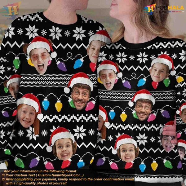 Custom Family Photo Christmas Sweater, Personalized Ugly Xmas Fun