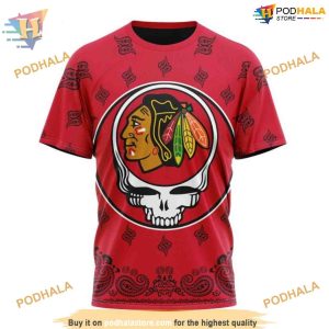 Custom Grateful Dead Design NHL Chicago Blackhawks Hoodie 3D 3