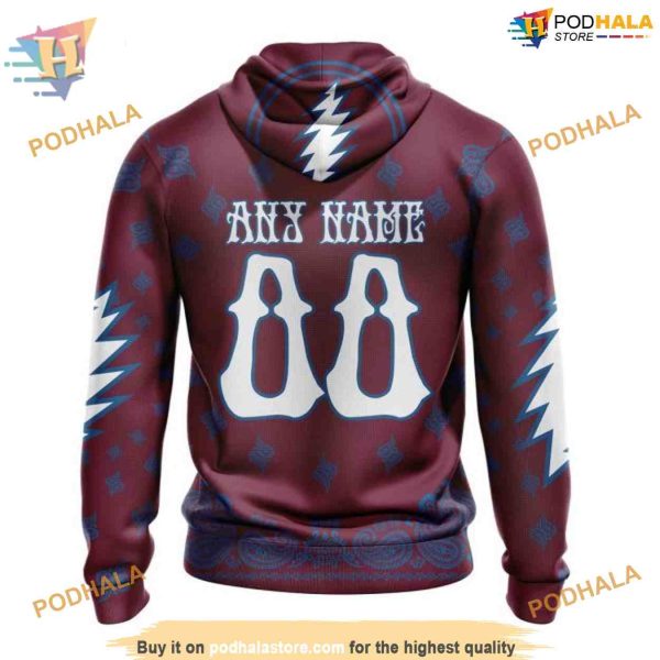 Custom Grateful Dead Design NHL Colorado Avalanche Hoodie 3D Sweatshirt