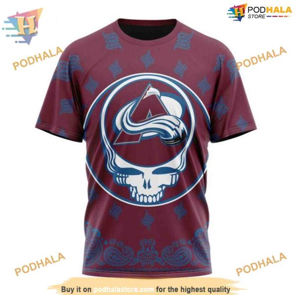 Custom Grateful Dead Design NHL Colorado Avalanche Hoodie 3D Sweatshirt
