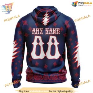 Custom Grateful Dead Design NHL Columbus Blue Jackets Hoodie 3D 2