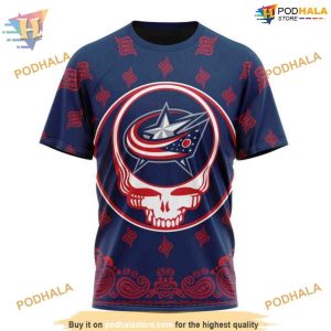 Custom Grateful Dead Design NHL Columbus Blue Jackets Hoodie 3D 3