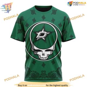 Custom Grateful Dead Design NHL Dallas Stars Hoodie 3D Shirt 3