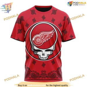 Custom Grateful Dead Design NHL Detroit Red Wings Hoodie 3D 3