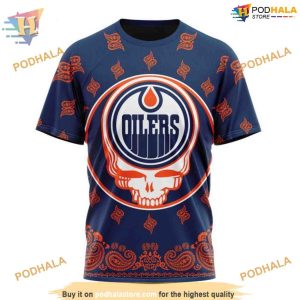 Custom Grateful Dead Design NHL Edmonton Oilers Hoodie 3D 3