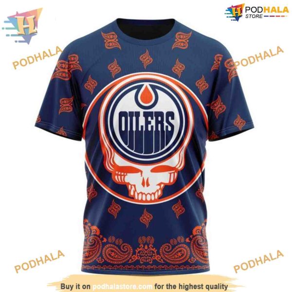 Custom Grateful Dead Design NHL Edmonton Oilers Hoodie 3D