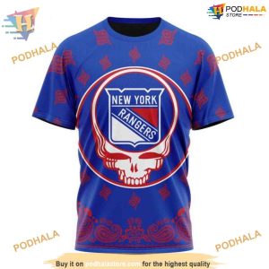 Custom Grateful Dead Design NHL New York Rangers Hoodie 3D 3