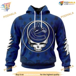Custom Grateful Dead Design NHL Vancouver Canucks Hoodie 3D