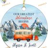 Custom Greatest Adventure Begins Xmas Ornament, 1st Camping Ornament, Couple 2023