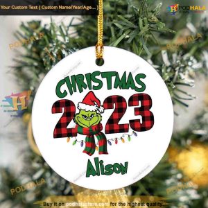 Custom Grinch Hand Family Funny Merry Grinchmas Tree Ornaments 4