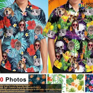 Custom Halloween Hawaiian Shirt for Men Women, Personalized Photo Party Shirt