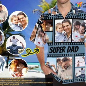 Custom Hawaiian Photo Shirt, Personalized Super Dad Tshirt, Great Men's Gift