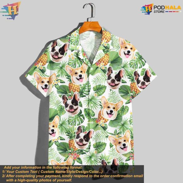 Custom Hawaiian Shirt With Dog Face, Flamingo Pattern Personalized Shirt