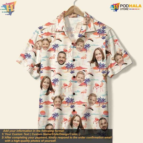 Custom Hawaiian Shirt with Face, Personalized Bachelor Party Flamingo Shirt