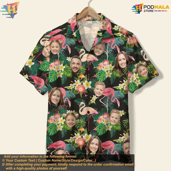 Custom Hawaiian Shirt with Face, Personalized Bachelor Party Flamingo Shirt