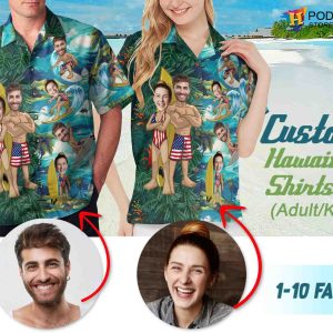 Custom Hawaiian Shirt with Face, Women's Personalized Casual Summer Beach Shirt